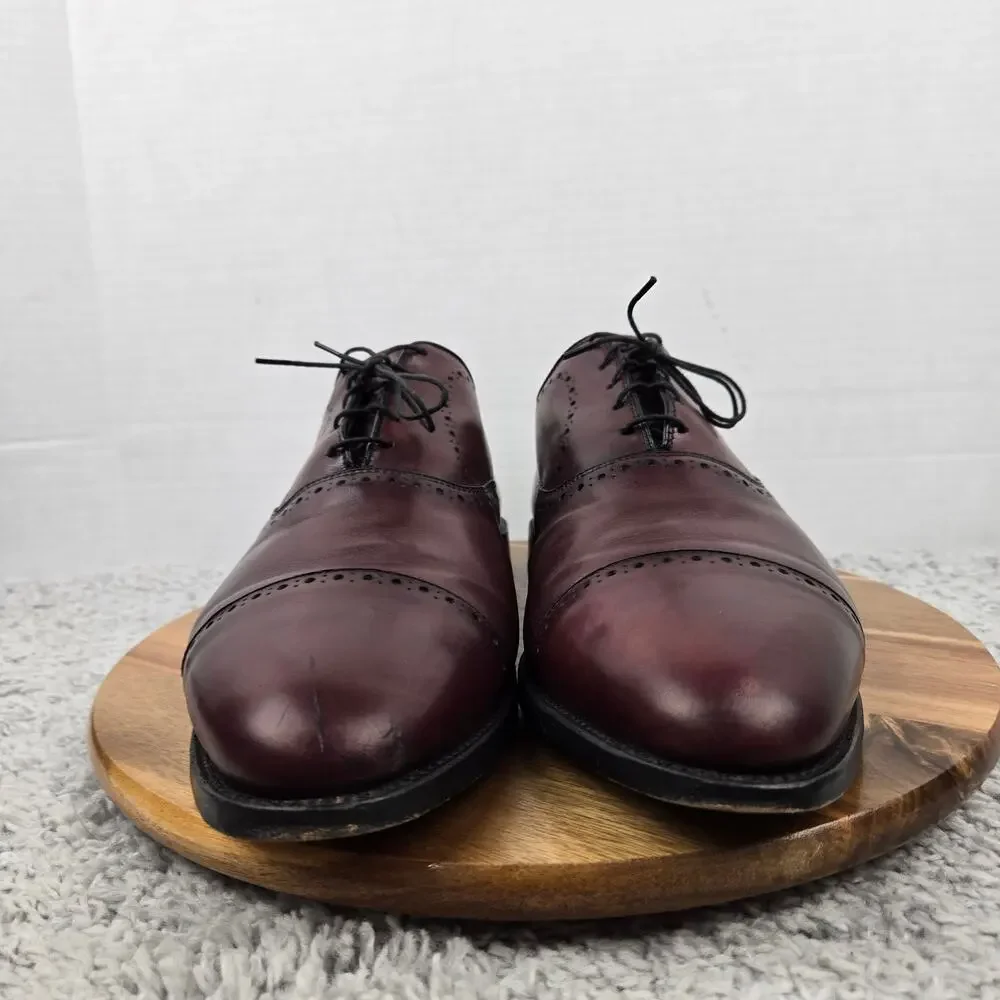 Allen Edmonds Mens 13 3E Wide Hale Oxblood Cap Toe Brogue Oxford Dress Shoe